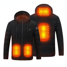 Men's Wool Blends Winter Men Ladies USB Single Control Smart Heated Cotton Clothes Constant Temperature Hooded Jacket 221125