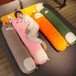 Cartoon Animal Carrot Flamingo Dinosaur Unicorn Shiba Inu Plush Toy Stuffed Soft Long Sleep Pillow Doll Pillow ldren Girls Gift J220729