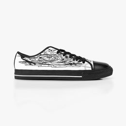 Özel ayakkabılar klasik tuval alçak kesilmiş kaykay rahat üçlü siyah kabul uV baskısı düşük erkek kadın spor spor ayakkabılar nefes alabilen renk 801