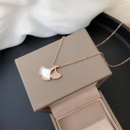 Pendant Necklaces 925 Sterling Silver Ginkgo Biloba Necklace Female Minority Light Luxury Clavicle Chain Fan-Shaped Generous Simple Jewelry