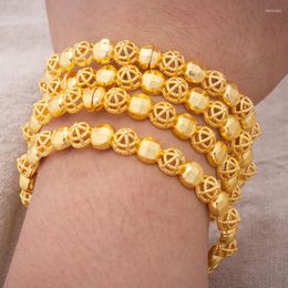 Bangle 4pcs/lot 24K Gold Colour Dubai Wedding Bangles Jewellery Hollow Pattern Ethnic Bracelets Party Gifts