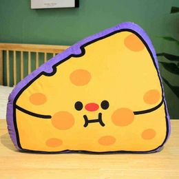1Pc Creative Funny Cheese Bread Poached Egg Onigiri Toast Pillow Food Cuddles Simulated Snack Decor Backrest Pillow J220729