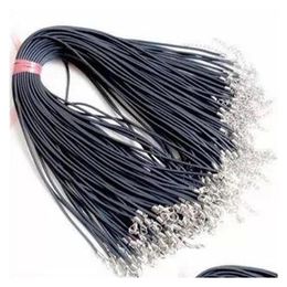 Venta al por mayor de Alambre de cable Collar de serpiente de cuero de cera negra 45 cm Cadena de alambre de alambre de cuerda de 60 cm Cord