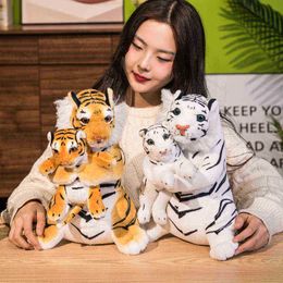 1Pc 38Cm Beautiful Simulation Tiger Hugs Cute Mother And ldren Tiger Filled Soft Dolls For Baby Girls Birthday Decor Gifts J220729