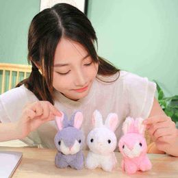 Creative 12Cm Mini Kawaii Plush Rabbit Toys Super Soft Cuddles Rabbit Pendant Keychain Bag Pendant For Students Gifts J220729