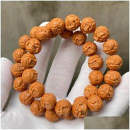 Beaded Hand Carving Unisex Monkey Head Strands Light Bead String Small Walnut Wholesale Evil Monk Arhat Hands Strings Drop D Dhgarden Dhobn
