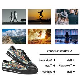 men women DIY custom shoes low top Canvas Skateboard sneakers triple black customization UV printing sports sneakers shizi 2163-9