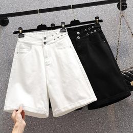 Women's Shorts Summer 5XL Jeans Women Wide Short Woman Straight High Waist Denim White Casual Women's For