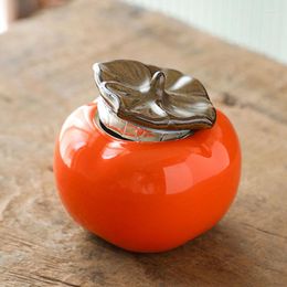 Storage Bottles Everything Wishful Persimmon Ceramic Tea Caddy Mini Small Sealed Tank