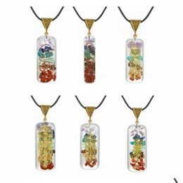 Pendant Necklaces 7 Chakra Energy Pendant Orgonite Necklace Rainbow Crystal Pendants Yoga Meditation Necklaces Resin Jewelry Dhgarden Dh1Wb