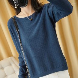 Women's Knits Tailor Sheep Cotton Knit Sweater Women's Korean Fashion O-Neck Long-Sleeved Pullover Short Openwork Ladies Sweaters Jersey