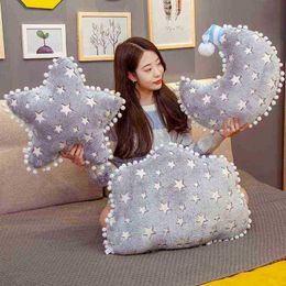 1Pc 2 Sizes Plush Sky Series Luminous Cloud Moon Star Cushion Soft Cushion Cute Stuffed Toys For ldren Baby ldren Toy Girl Gift J220729