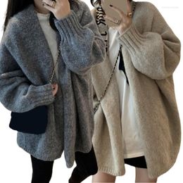 Women's Knits Women Knitted Cardigan Korean Open Front Solid Colour Loose Sweater Coat Outwear
