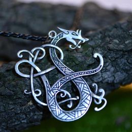 Pendant Necklaces 10pcs Langhong Nordic Vikings Necklace The Scandinavian Dragon Amulet Norse Jewellery Talisman