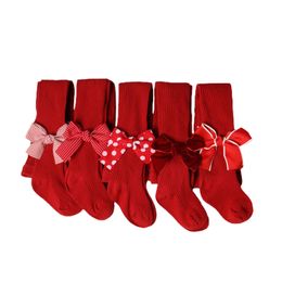 Leggings Tights 06Y Kid Girl Christmas Baby Stockings Autumn Winter Warm Child Pantyhose Cotton Pants Sweet Bow Girls trousers 221125