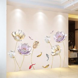 Wall Stickers Tulip Flower Butterfly Decorations Living Room Bedroom DIY Decor 3d Wallpaper Decals