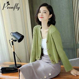 Women's Sweaters Peonfly Korean Style Long Sleeves Vhals Vest Women New 2022 Spring Tops Sweater Fashion Blue Green Mujer Casual Sweater J220915