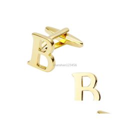 Cuff Links Az English Letter Cufflinks French Mens Shirt Sleeve Button Metal Brass Gold Sier Initial Alphabet Cuff Links For Men Fas Dh5Xj