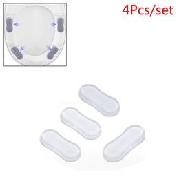 Toilet Seat Covers 4pcs Universal Bumper Shockproof Lid Pads Bathroom Replacement Parts Silicone Strong Adhesive Protective