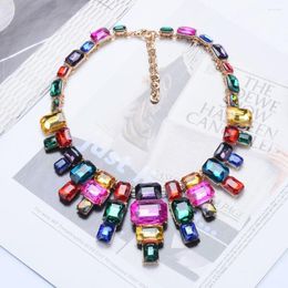 Choker Vintage Gold Statement Custome Jewellery Bib Multicolor Glass Chunky Necklaces For Woman Rhinestone Luxury Bridal Necklace