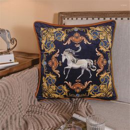 Cuscino europeo di velluto di lusso Copertina di velluto blu scuro cuscini decorativi marrone decorazione decorazione di divano di divano 45 45/50 50