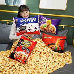 Simulation 45Cm Plush Instant Noodles Pillow Filled Creative Baked Noodle Cute Food Plush Pillow With Blanket Plushie Pillow J220729