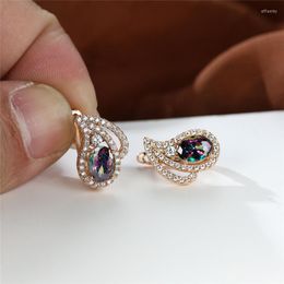 Hoop Ohrringe Regenbogenkristall Oval Stein mehrfarbig Zirkon Tr￤nenharm Gold Farbe Hochzeit f￼r Frauen Schmuck