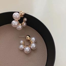 Stud Earrings S925 Silver Needle Korean Vintage C Shape For Women Lrregular Pearl Fashion Trend Jewelr Piercing Ear Studs