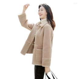 Women's Fur Thick Lamb Wool Coats Women Short 2022 Winter Jackets Ladies Loose Outwear To Keep Warm Female Overcoat L869