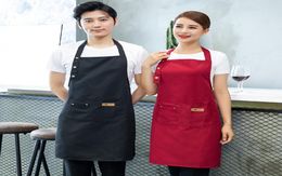 Adjustable Bib Apron Dress Plain Waterproof Oil Proof Front Pocket Chef039s Butchers BBQ Home Kitchen Cook Craft 2183 V2