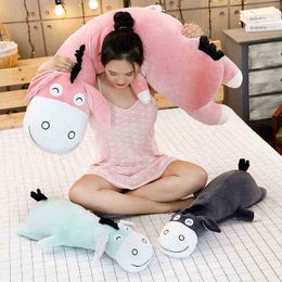 70120cm Huge Size Cute Donkey Plush Toy Cuddle Doll Soft Cartoon Bed Pillows Birthday Gift for Kids ldren J220729