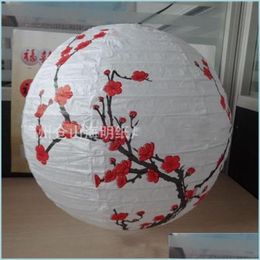 Other Festive Party Supplies Flower Printing Round Lantern 35Cm Plum Blossom Paper Lanterns Festival Home Decor Gift Party Supply Dhety