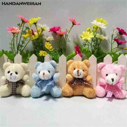4 Piece Mini Plush Bears Toy Small Pendant Grid Butterfly Tie Bear Soft Cuddle Toys For ldren Gifts Wholesalers 55Cm Hand Anweiran J220729