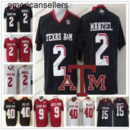NCAA Texas A&M Aggies #2 Johnny Manziel 40 Von Miller 15 Myles Garrett 9 Ricky Seals-Jones Black Red White Men Youth Kid Jersey