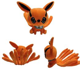 25cm Anime Kurama Nine-tailed Fox Demon Plush Dolls Soft Stuffed Toys Birthday Gift for Children