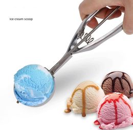 100pcs Premium Stainless Steel Ice Cream Tools Baller Ice-Cream Scoop Scoops Fruit Melon Spoon Digging Cookie Dough Scooper SN327