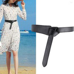 Belts 2022 Fashion Female Belt For Women Red Bow Design Thin PU Leather Jeans Girdles Loop Strap Black Dress Coat Accessories