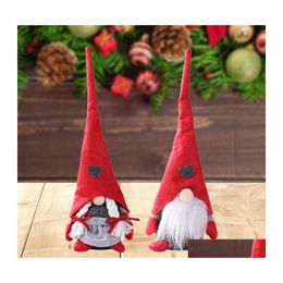 Christmas Decorations Christmas Decorations Ornaments Diy Xmas Gift Portable Non Woven Fabric Cartoon Cute Red Hat Standing Dwarf Do Dh3Nh