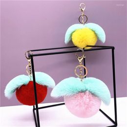 Keychains 5PCS/LOT Plush Fruit Honey Peach 9cm Women Key Ring For Car Decorations Girls Bag Pendant Accessories