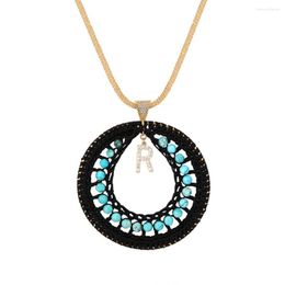 Pendant Necklaces 2022 Classic Fashion 26-letter Micro-inlaid Brick Natural Turquoise Iron Ore Joker Ladies Necklace Sweet Gift