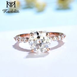 Solitaire Ring Kuololit OEC 14K 10K 585 Rose Gold s for Women 2CT 12CT Bubble Luxury Hide Halo Engagement 221119