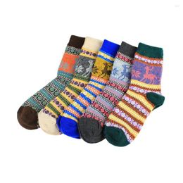 Men's Socks 5 Pairs Mid Stockings Breathable Durable Soft Wool For Holiday
