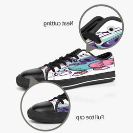 GAI Men Women DIY Custom Shoes Low Top Canvas Skateboard Triple Black Customization UV Printing Sports Sneakers Dongwu 180-3