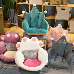 2 Sizes Cat Bear Leg Crown Plush Seat Cushion Indoor Floor Filled Sofa Colourful Animal Decor Cushion For ldren Adults gift J220729