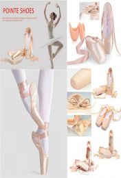 Adultas Mujeres Girl LaceUp Rink Satin Ribbon Dance Zapatos de baile Gimnasia Ballet Ballet Zapato con gel Padera de dedo de silicona 2199307