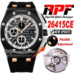 APF 2641 A3126 Automatic Chronograph Mens Watch 44mm Ceramic Case White Inner Grey Textured Dial Black Rubber Super Edition Puretime Strap Exclusive Technology A1