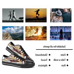 män kvinnor diy anpassade skor låg topp canvas skateboard sneakers trippel svart anpassning uv tryck sport sneakers shizi 155-4