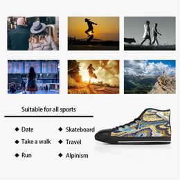 DIY Custom shoes Classic Canvas Skateboard casual Accept triple black customization UV printing low Cut mens womens sports sneakers waterproof size 38-45 COLOR855
