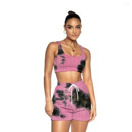 Women's Tracksuits Summer Printing And Dyeing Yoga Sports Vest Shorts Suit Women's Jogging Clothes Fashion Color Camisole Two-piece Set