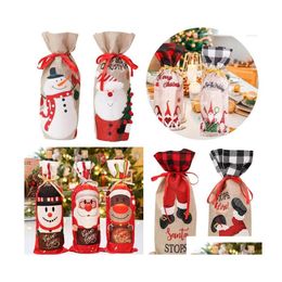 Christmas Decorations Christmas Decorations 2023 Year Gift Bags Wine Bottle Dust Er Xmas For Home Navidad 2022 Dinner Table Decor Dr Dh8Sv